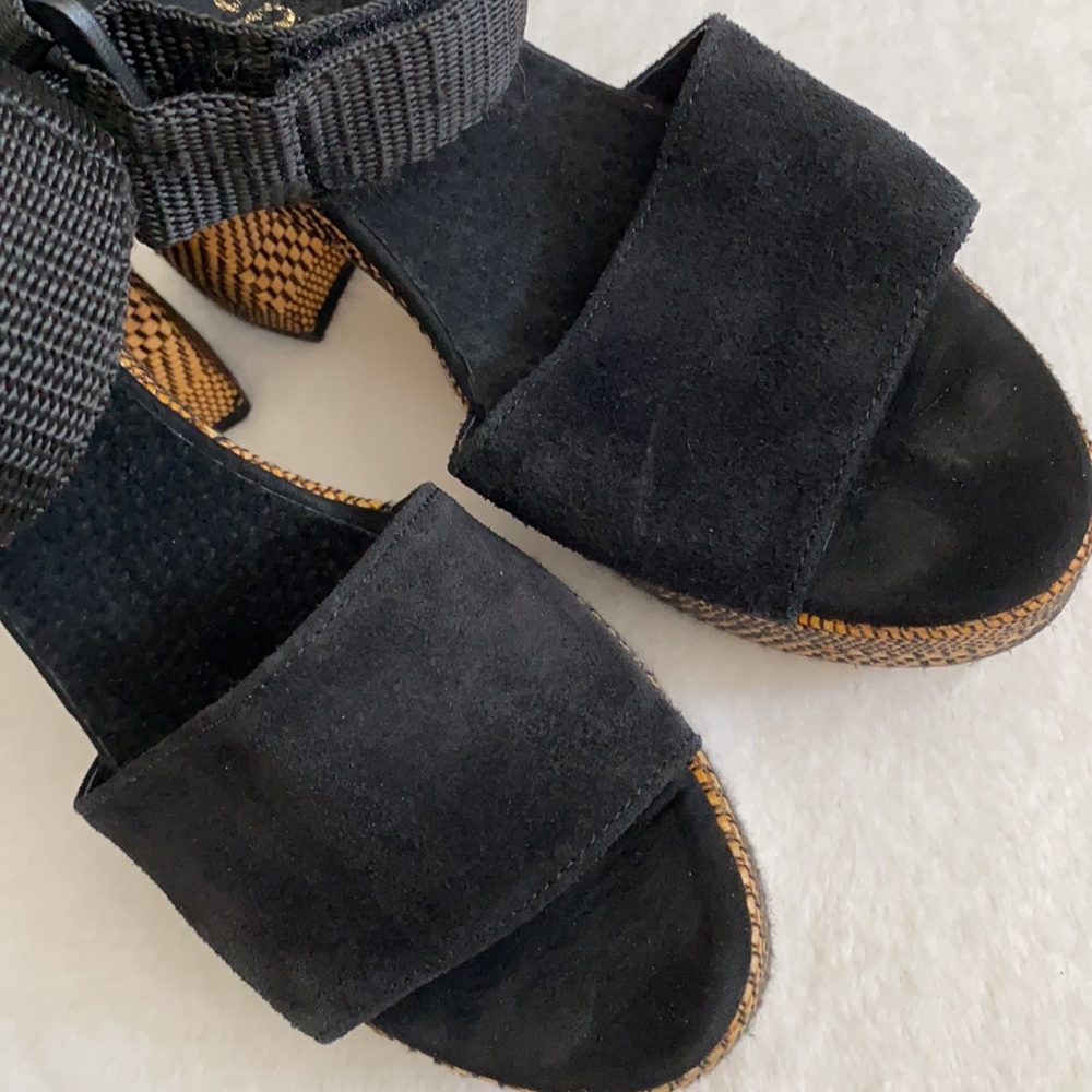 {FP} Free People | Sport Society Suede Sandal Strap Woven Block Heel Platform 9 - Picture 4 of 16